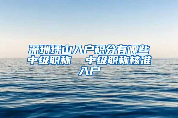 深圳坪山入户积分有哪些中级职称  中级职称核准入户