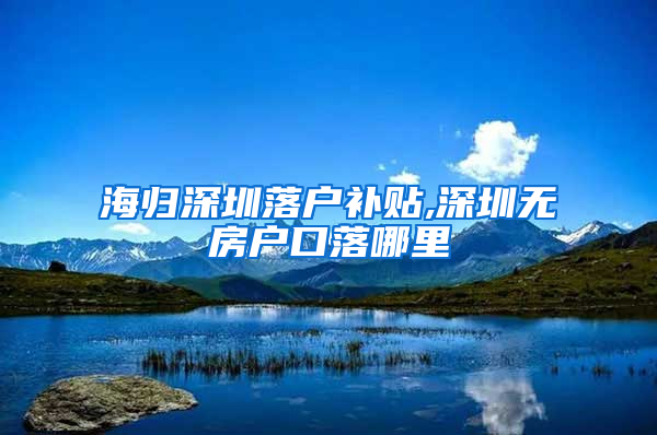 海归深圳落户补贴,深圳无房户口落哪里