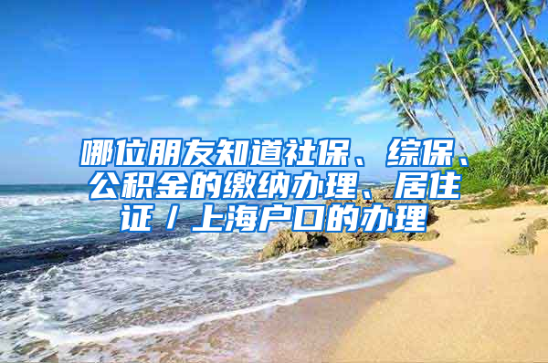 哪位朋友知道社保、综保、公积金的缴纳办理、居住证／上海户口的办理