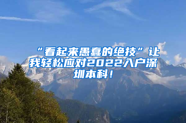 “看起来愚蠢的绝技”让我轻松应对2022入户深圳本科！