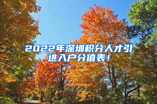 2022年深圳积分人才引进入户分值表！