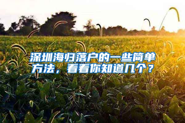 深圳海归落户的一些简单方法，看看你知道几个？