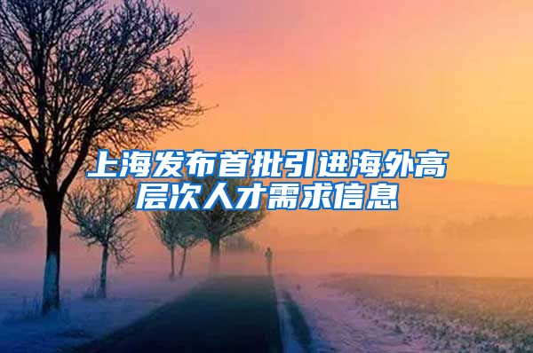 上海发布首批引进海外高层次人才需求信息