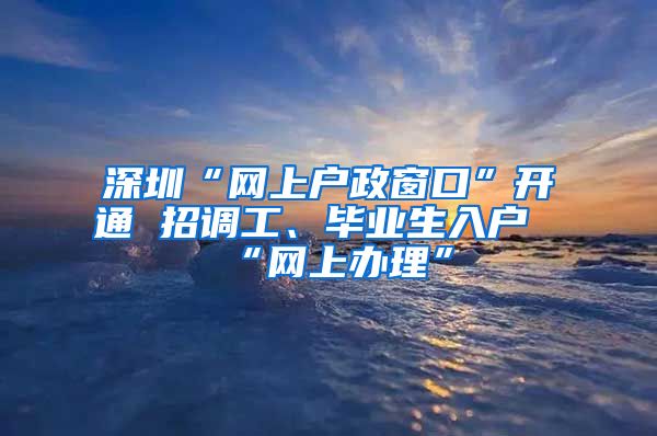 深圳“网上户政窗口”开通 招调工、毕业生入户“网上办理”