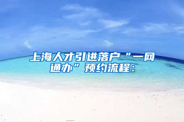 上海人才引进落户“一网通办”预约流程：