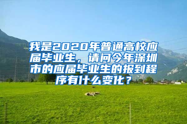 我是2020年普通高校应届毕业生，请问今年深圳市的应届毕业生的报到程序有什么变化？