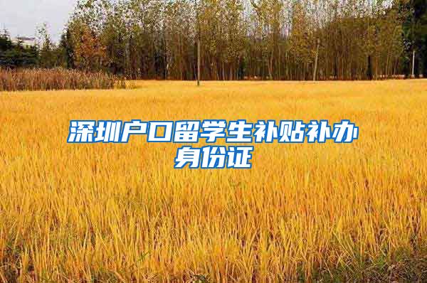 深圳户口留学生补贴补办身份证