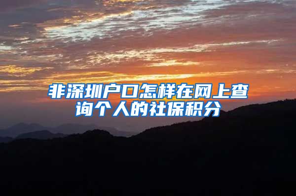 非深圳户口怎样在网上查询个人的社保积分