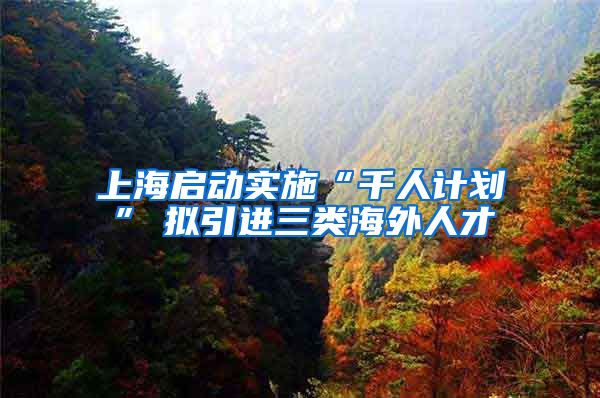 上海启动实施“千人计划”　拟引进三类海外人才