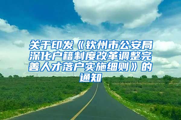 关于印发《钦州市公安局深化户籍制度改革调整完善人才落户实施细则》的通知