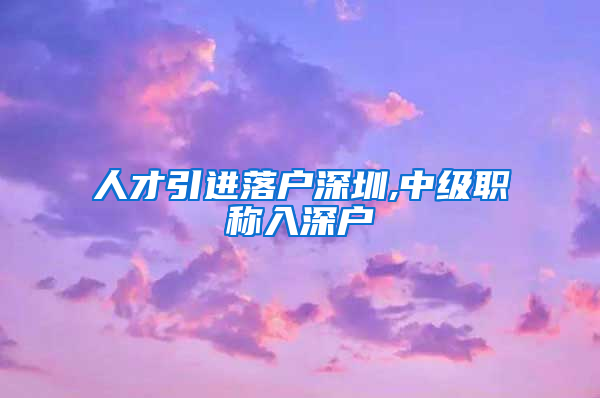 人才引进落户深圳,中级职称入深户