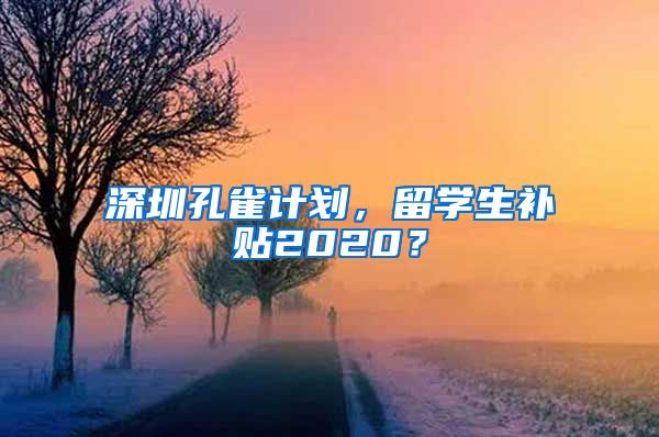 深圳孔雀计划，留学生补贴2020？