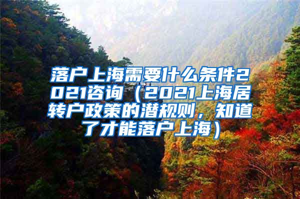 落户上海需要什么条件2021咨询（2021上海居转户政策的潜规则，知道了才能落户上海）