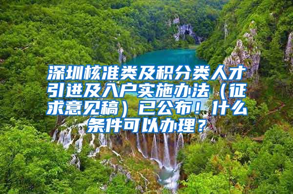 深圳核准类及积分类人才引进及入户实施办法（征求意见稿）已公布！什么条件可以办理？