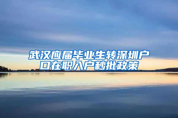 武汉应届毕业生转深圳户口在职入户秒批政策