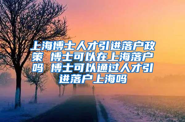 上海博士人才引进落户政策 博士可以在上海落户吗 博士可以通过人才引进落户上海吗