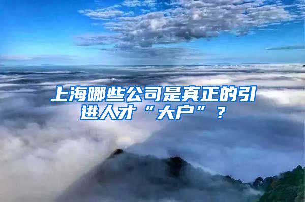 上海哪些公司是真正的引进人才“大户”？