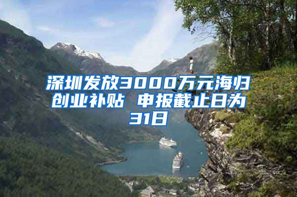 深圳发放3000万元海归创业补贴 申报截止日为31日