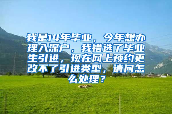 我是14年毕业，今年想办理入深户，我错选了毕业生引进，现在网上预约更改不了引进类型，请问怎么处理？