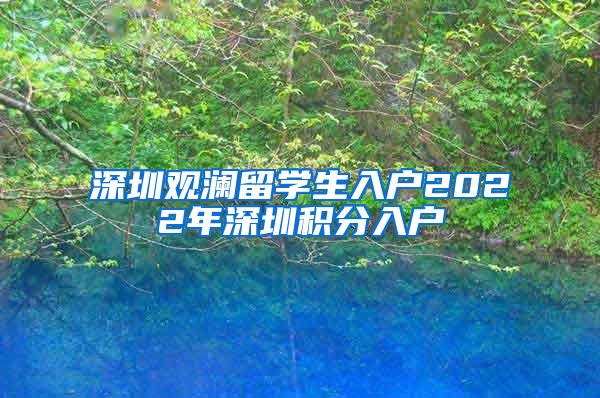 深圳观澜留学生入户2022年深圳积分入户