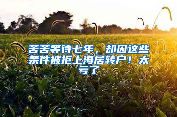 苦苦等待七年，却因这些条件被拒上海居转户！太亏了
