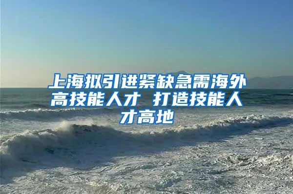 上海拟引进紧缺急需海外高技能人才 打造技能人才高地