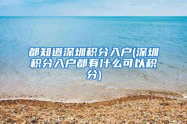都知道深圳积分入户(深圳积分入户都有什么可以积分)