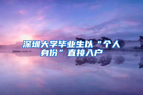 深圳大学毕业生以“个人身份”直接入户