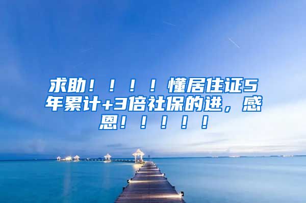 求助！！！！懂居住证5年累计+3倍社保的进，感恩！！！！！