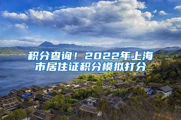 积分查询！2022年上海市居住证积分模拟打分