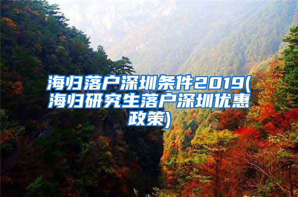 海归落户深圳条件2019(海归研究生落户深圳优惠政策)