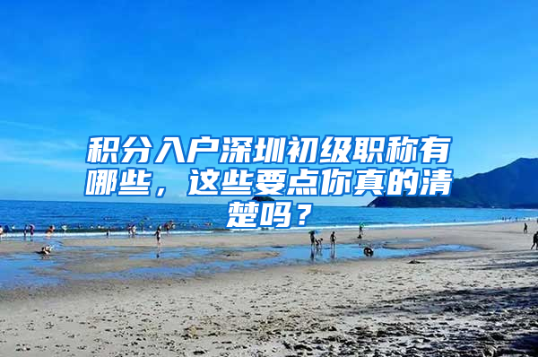 积分入户深圳初级职称有哪些，这些要点你真的清楚吗？