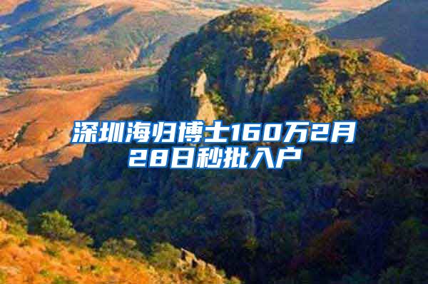 深圳海归博士160万2月28日秒批入户