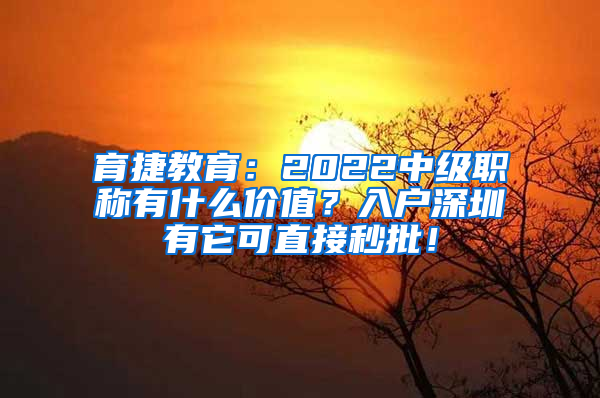 育捷教育：2022中级职称有什么价值？入户深圳有它可直接秒批！