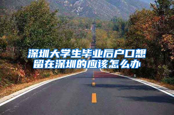 深圳大学生毕业后户口想留在深圳的应该怎么办