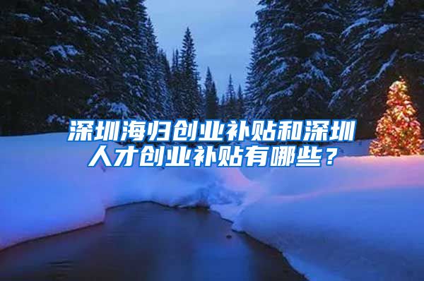 深圳海归创业补贴和深圳人才创业补贴有哪些？