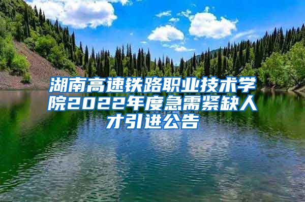 湖南高速铁路职业技术学院2022年度急需紧缺人才引进公告