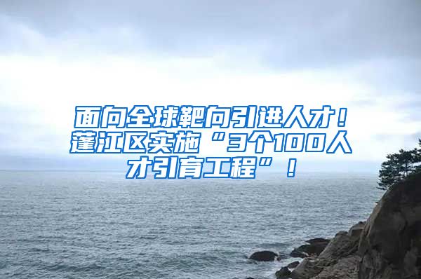 面向全球靶向引进人才！蓬江区实施“3个100人才引育工程”！