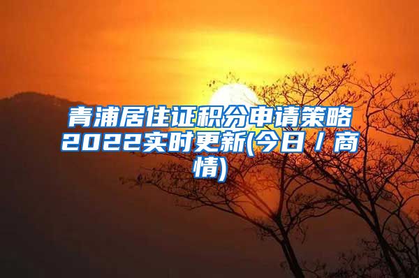 青浦居住证积分申请策略2022实时更新(今日／商情)