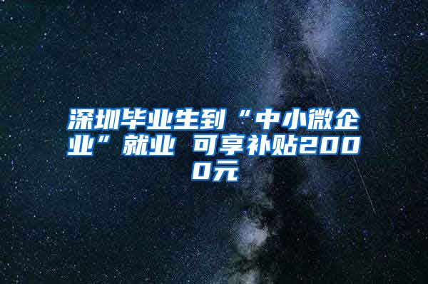 深圳毕业生到“中小微企业”就业 可享补贴2000元