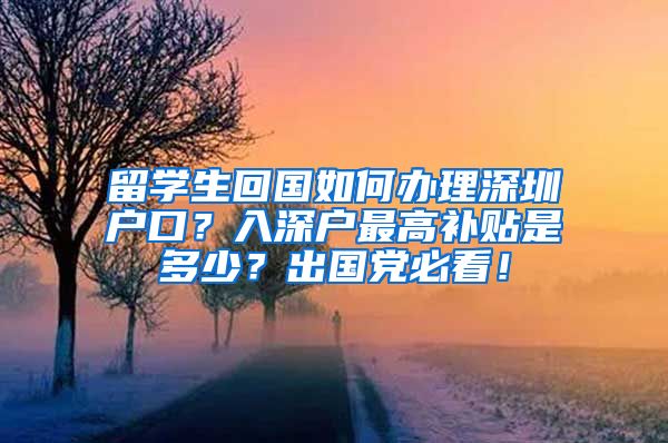 留学生回国如何办理深圳户口？入深户最高补贴是多少？出国党必看！