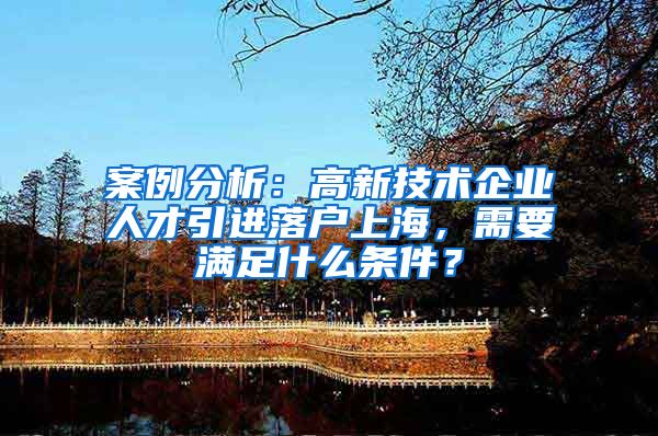 案例分析：高新技术企业人才引进落户上海，需要满足什么条件？