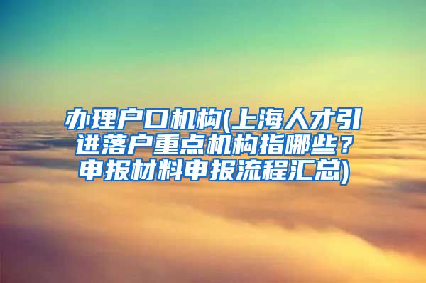 办理户口机构(上海人才引进落户重点机构指哪些？申报材料申报流程汇总)