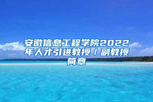 安徽信息工程学院2022年人才引进教授／副教授简章