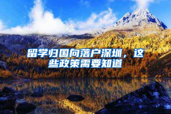 留学归国向落户深圳，这些政策需要知道