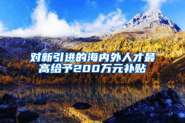 对新引进的海内外人才最高给予200万元补贴