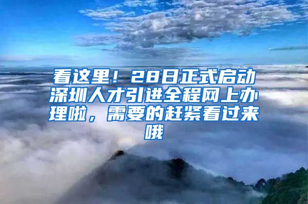 看这里！28日正式启动深圳人才引进全程网上办理啦，需要的赶紧看过来哦