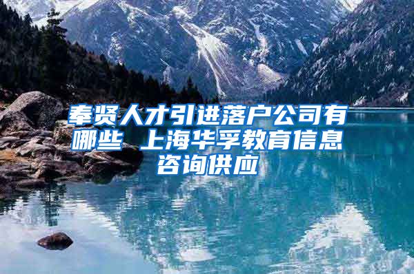 奉贤人才引进落户公司有哪些 上海华孚教育信息咨询供应