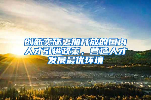 创新实施更加开放的国内人才引进政策，营造人才发展最优环境
