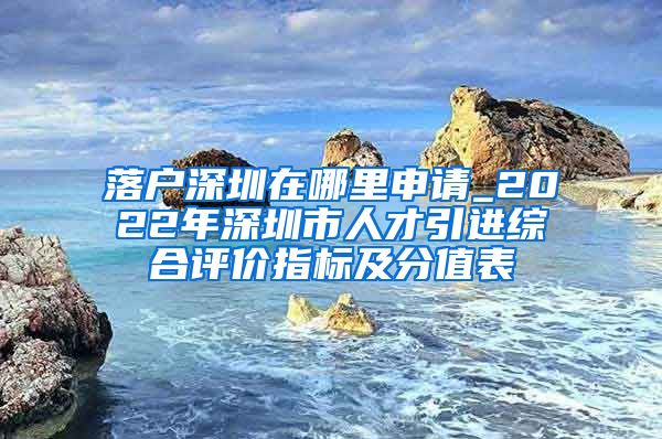 落户深圳在哪里申请_2022年深圳市人才引进综合评价指标及分值表